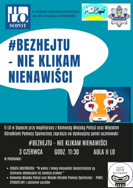 Panel dyskusyjny pod hasłem „#BezHejtu – nie klikam nienawiści”. 