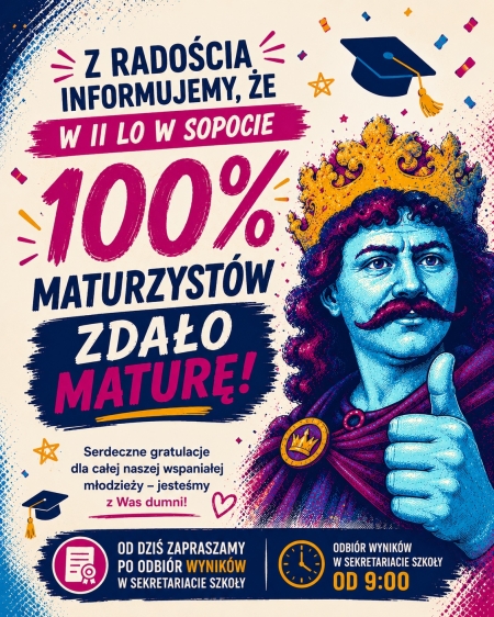 100% zdanej matury!
